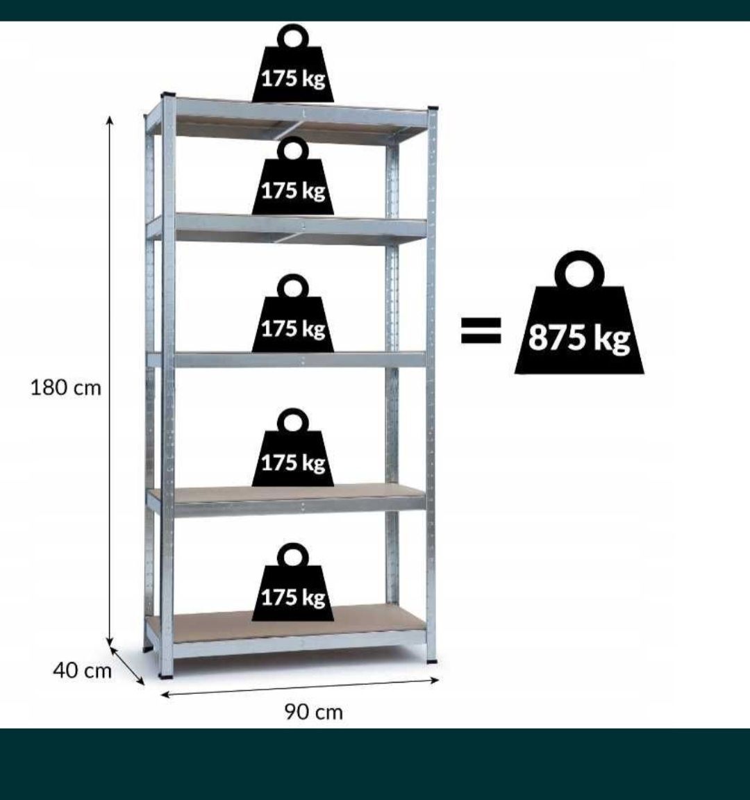Regał ocynkowany magazynowy warsztatowy 180x90x40 cm