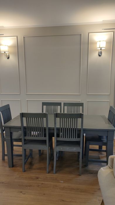 Zestaw do jadalni salonu stół z krzesłami stolik kawowy drewniany