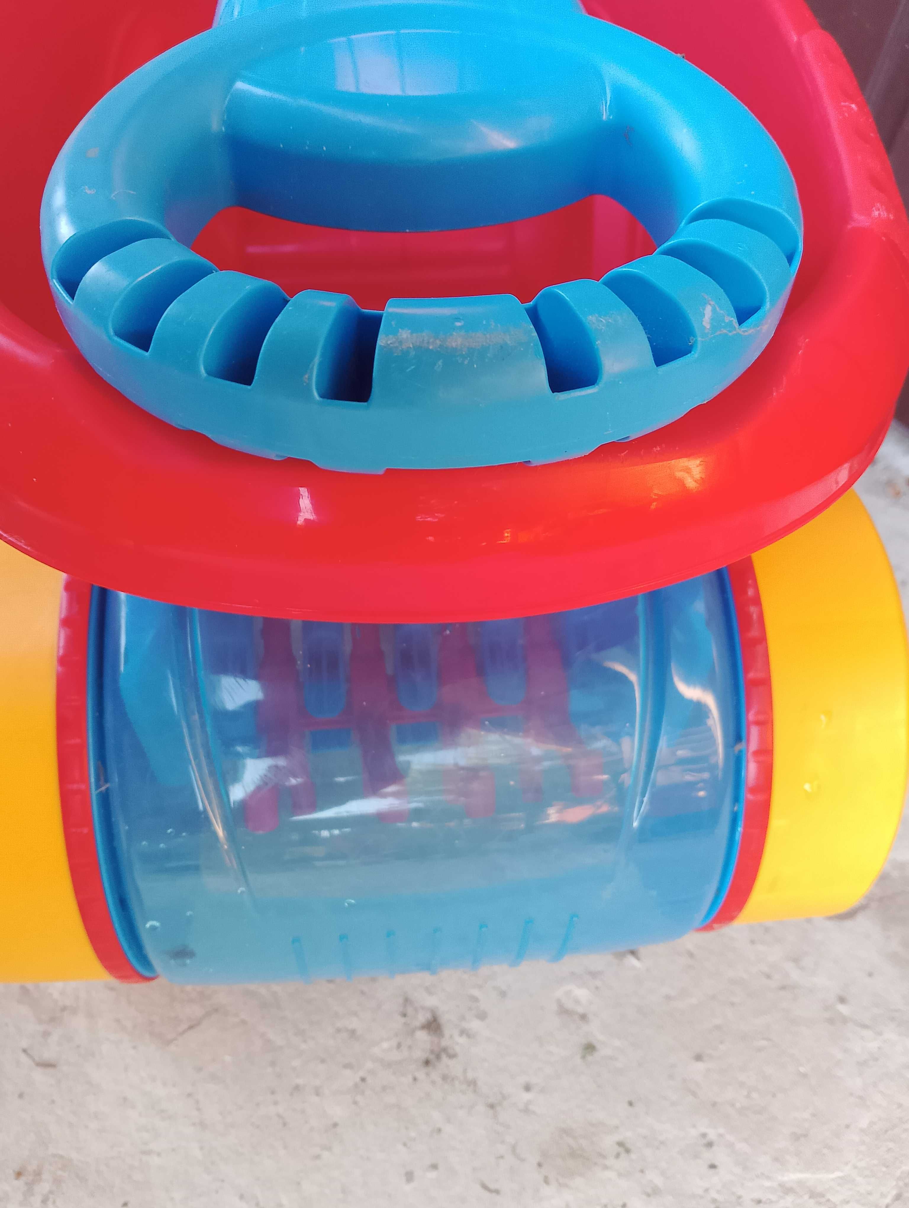 Zbieracz klocków piłeczek MEGA BLOKS wózek przyczepka rozrzutnik