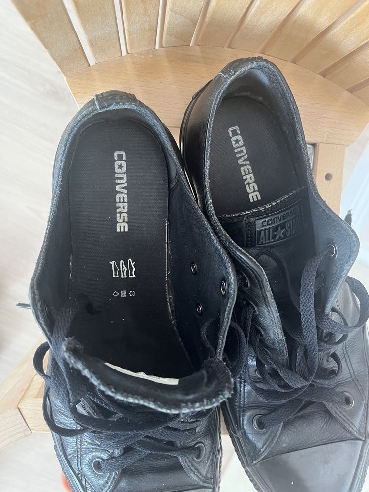 Конверси, чоловічі кеди, converse, натуральна шкіра, чорні