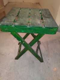 Taboret krzesełko zielone decoupage Berlin 34*34 cm wys 46 cm