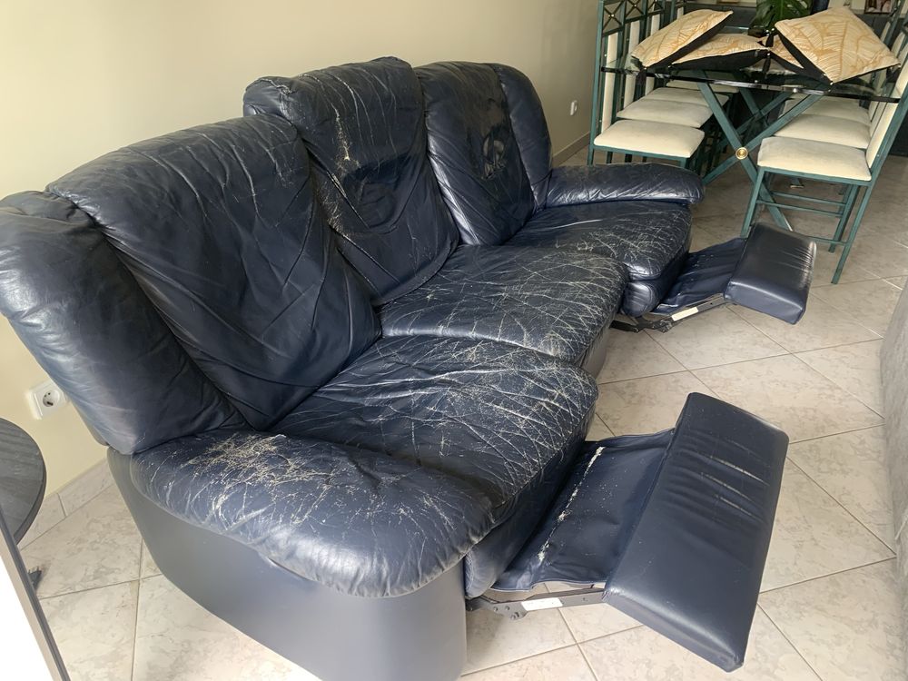 Sofá preto de pele verdadeira Divani Divani