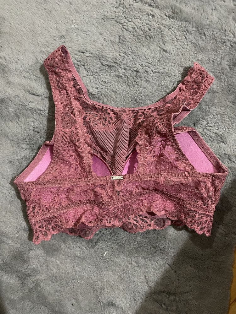 PINK Victoria's Secret Mauve Lace Bralette, Sz Small