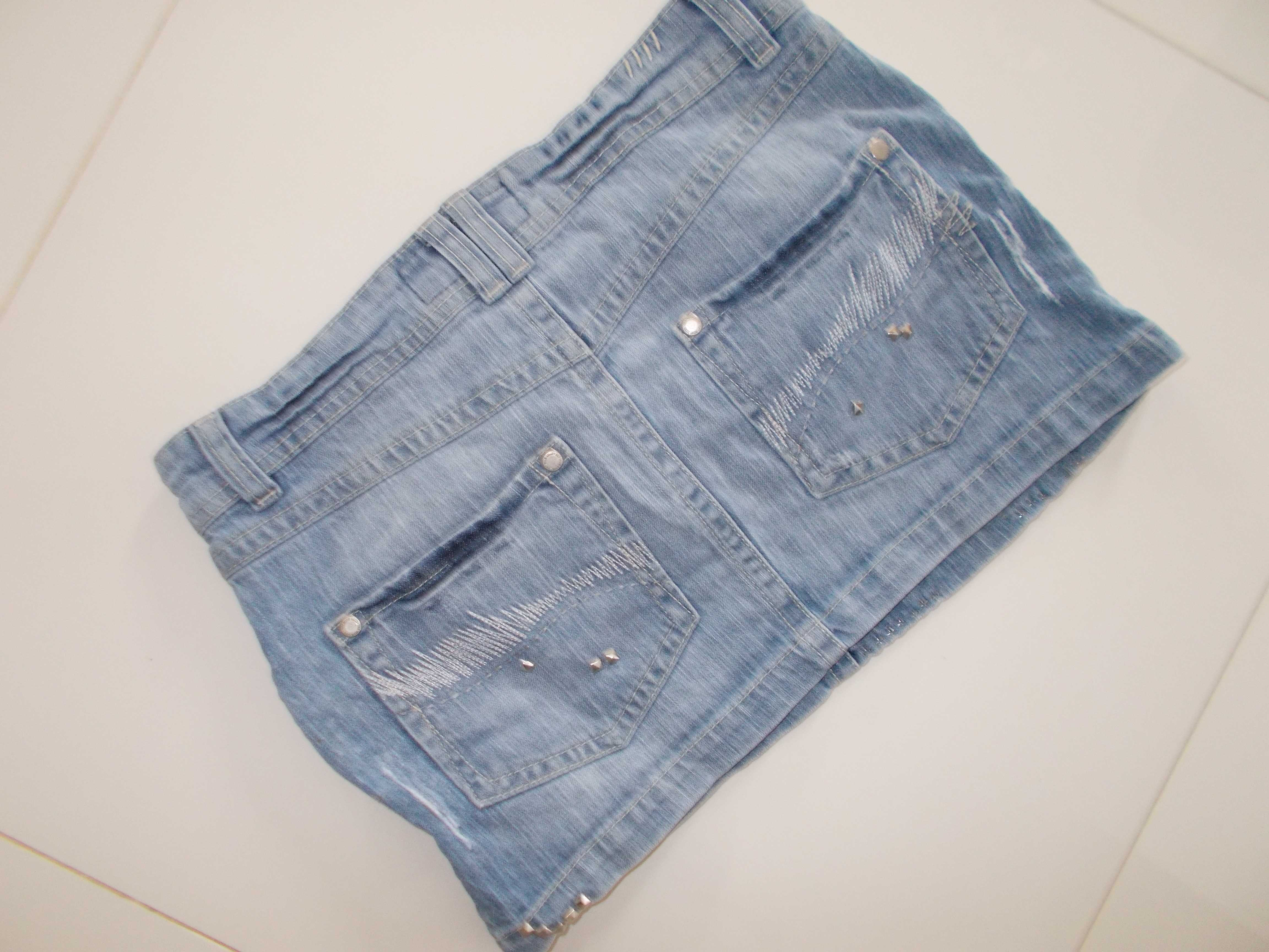 ZARA jeansowa mini spódnica XS 34 krótka spódniczka damska 32