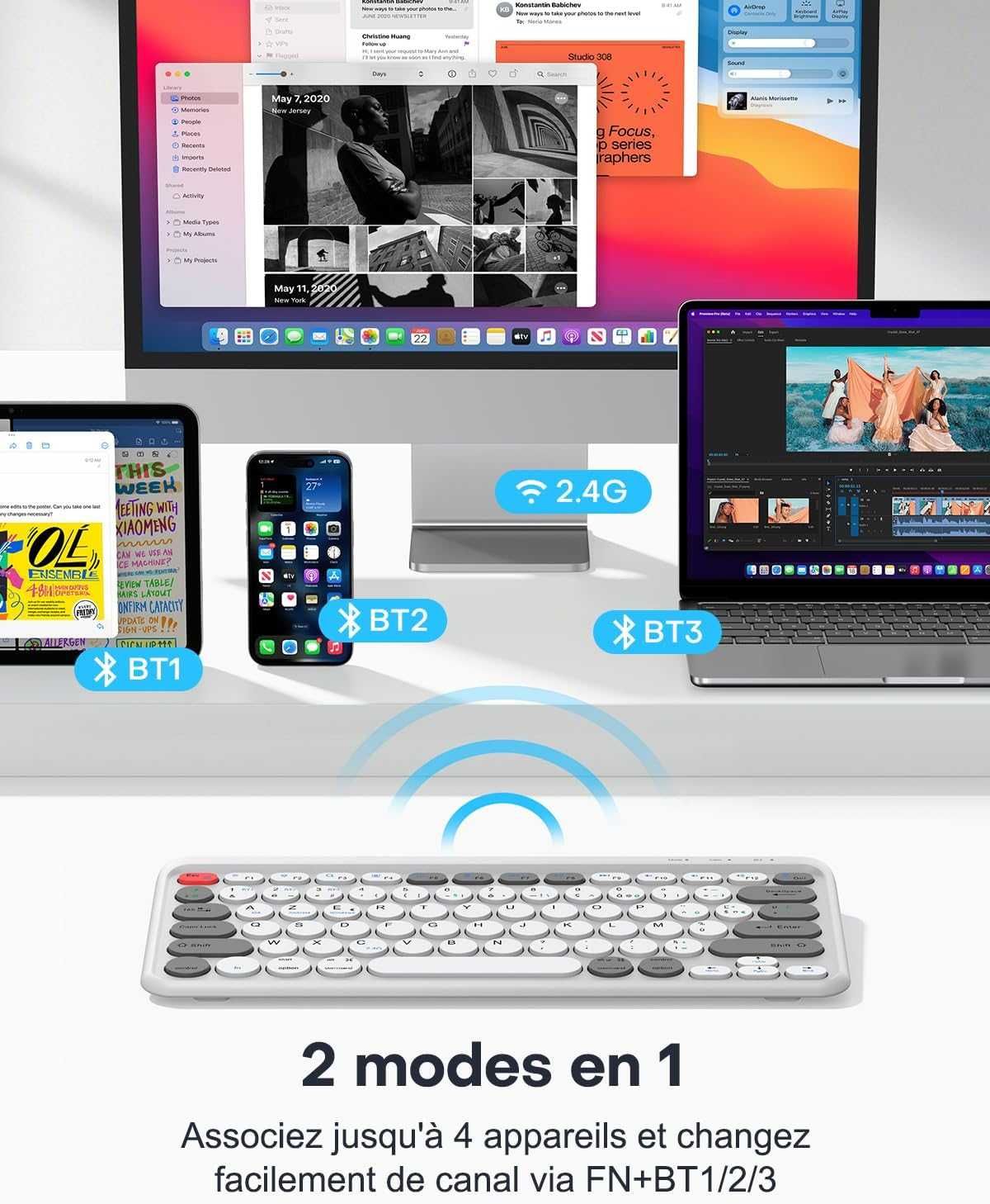 Klawiatura bezprzewodowa TECURS, ładowalna klawiatura Bluetooth