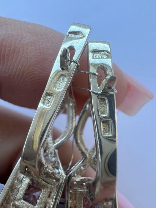 Великолепные серебряные серьги с яркими камушками( аметистами)