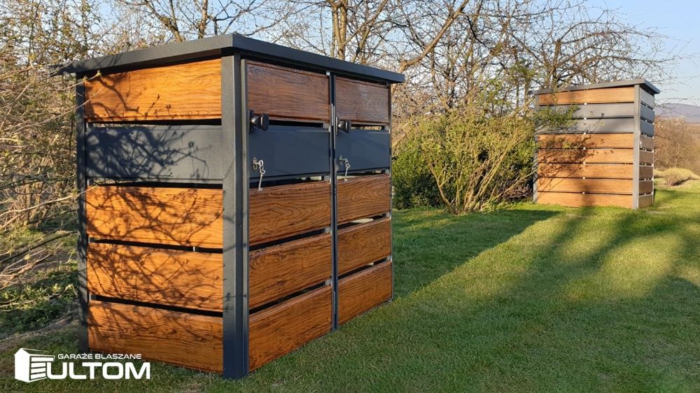 Wiata śmietnikowa blaszana, schowek na pojemniki