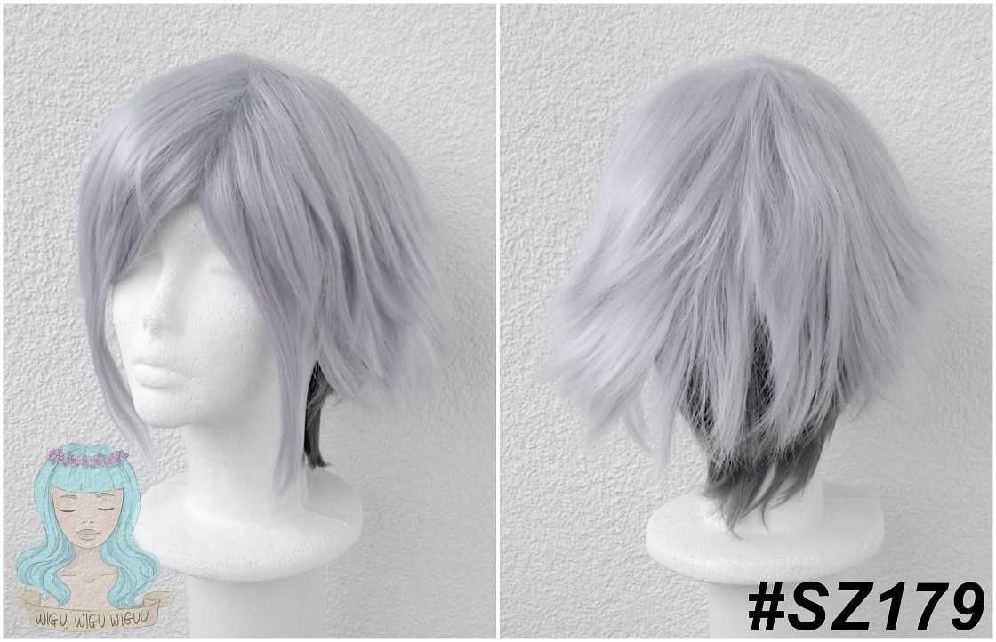 Decim Death Parade Szara krótka peruka ombre z grzywką cosplay wig