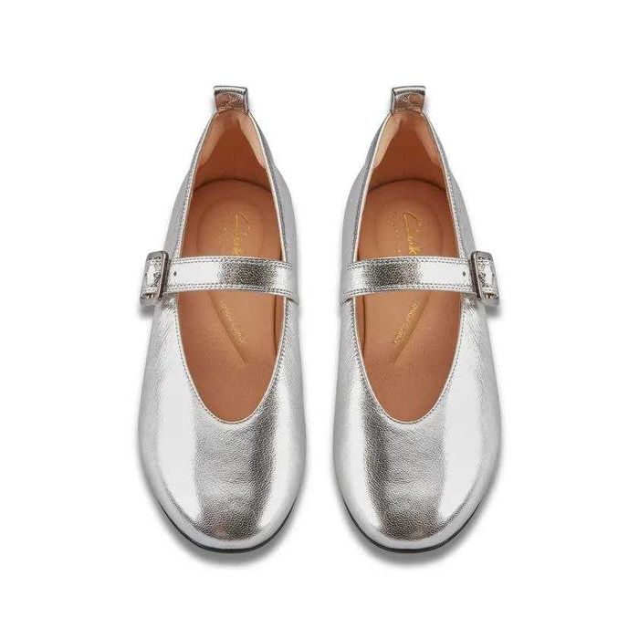 Жіночі туфлі mary jane, нові сріблясті туфлі clarks 41 розмір, балетки