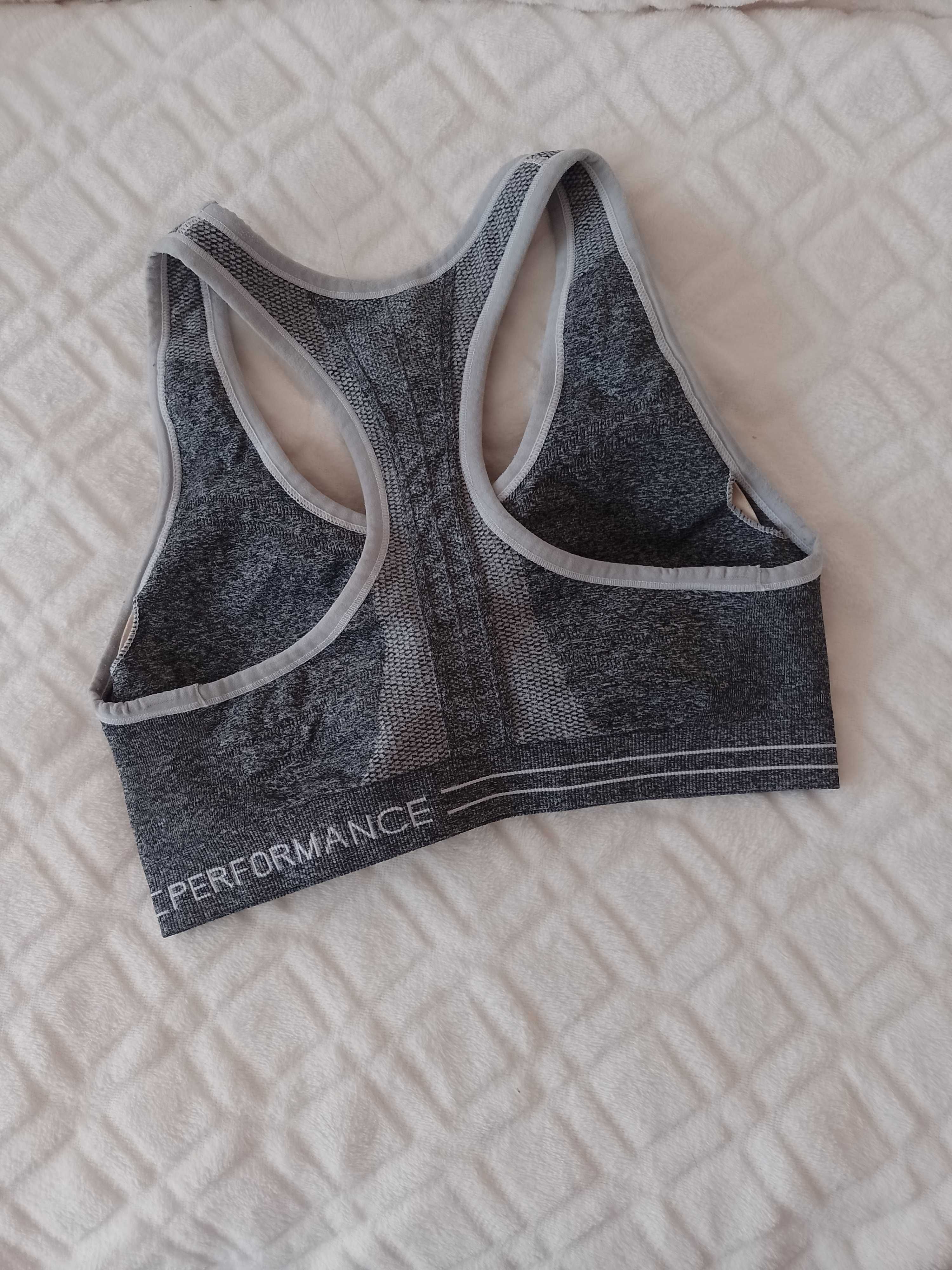 (S/M) Calvin Klein/ Szary Top fitness, biustonosz sportowy, bokserka