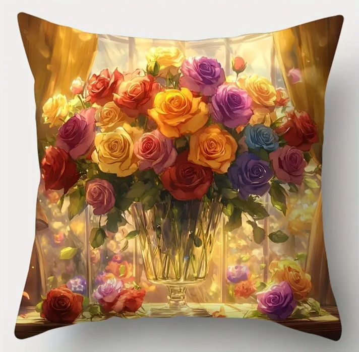 Poszewka na poduszkę, kwiaty