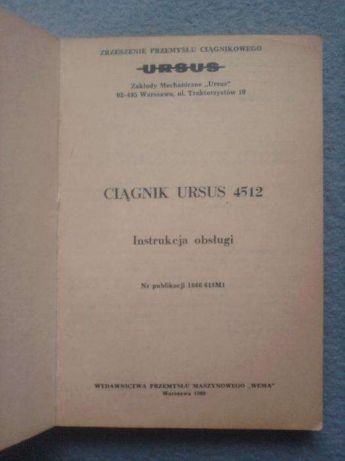 Ursus 4512 instrukcja obsługi oryginał PL PRL 1988 NOWA