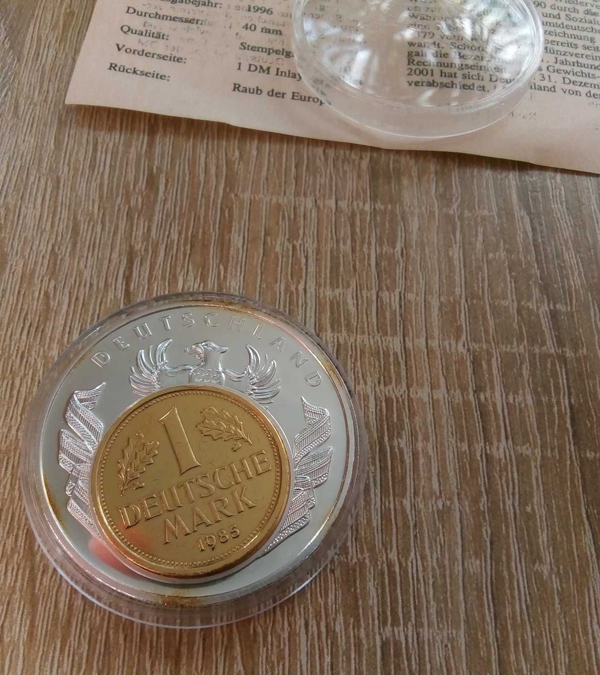 Pożegnanie walut Europy. Medal - pamiątkowa moneta. Niemcy 1 Marka.