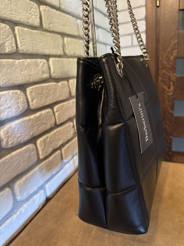Torba shopper skórzana czarna