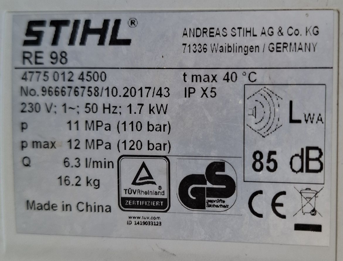 Myjka wysokociśnieniowa Stihl re 98 110/120 bar (2 szt]
