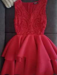 Sukienka czerwona S , piękna! Rozkloszowana