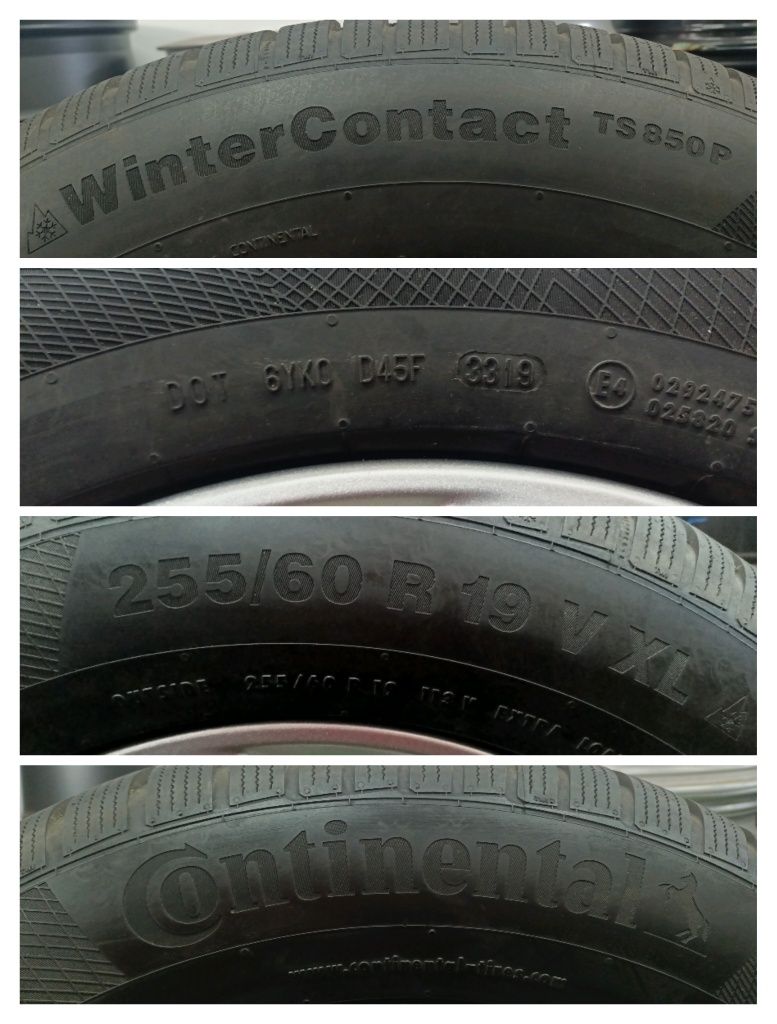 8.5mm 4 x 255/60/19 Continental WinterContact TS850P Opony Zimowe