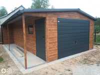 drewnopodobny garaż 4x7 z zadaszeniem 5x7 okno drzwi rynny profil