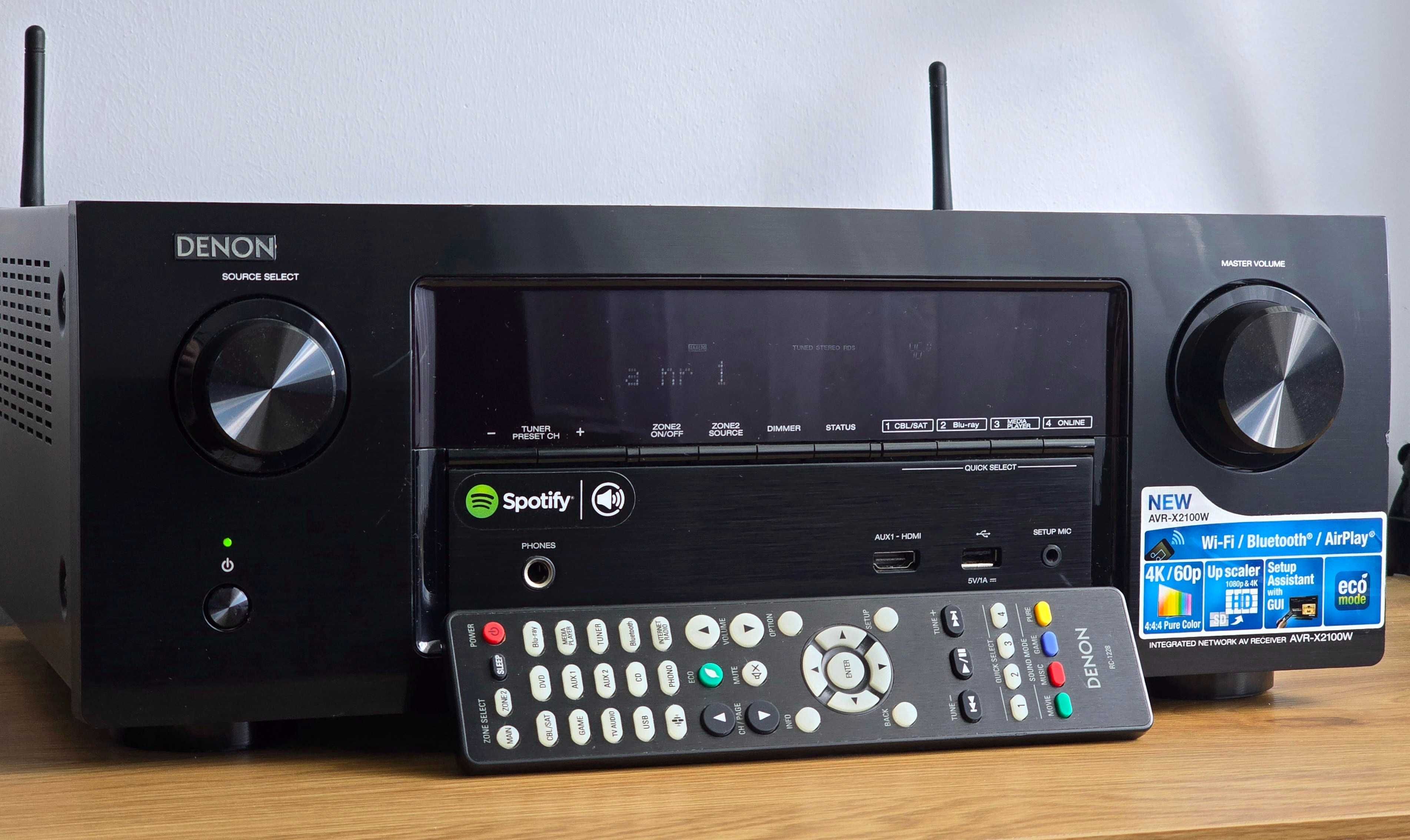 Denon AVR-X2100W Amplituner 7.2 Airplay HDMI USB BLUETOOTH WIFI Pilot