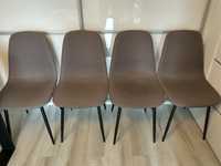 Komplet 4 krzeseł krzesła szare tapicerowane metalowe nogi