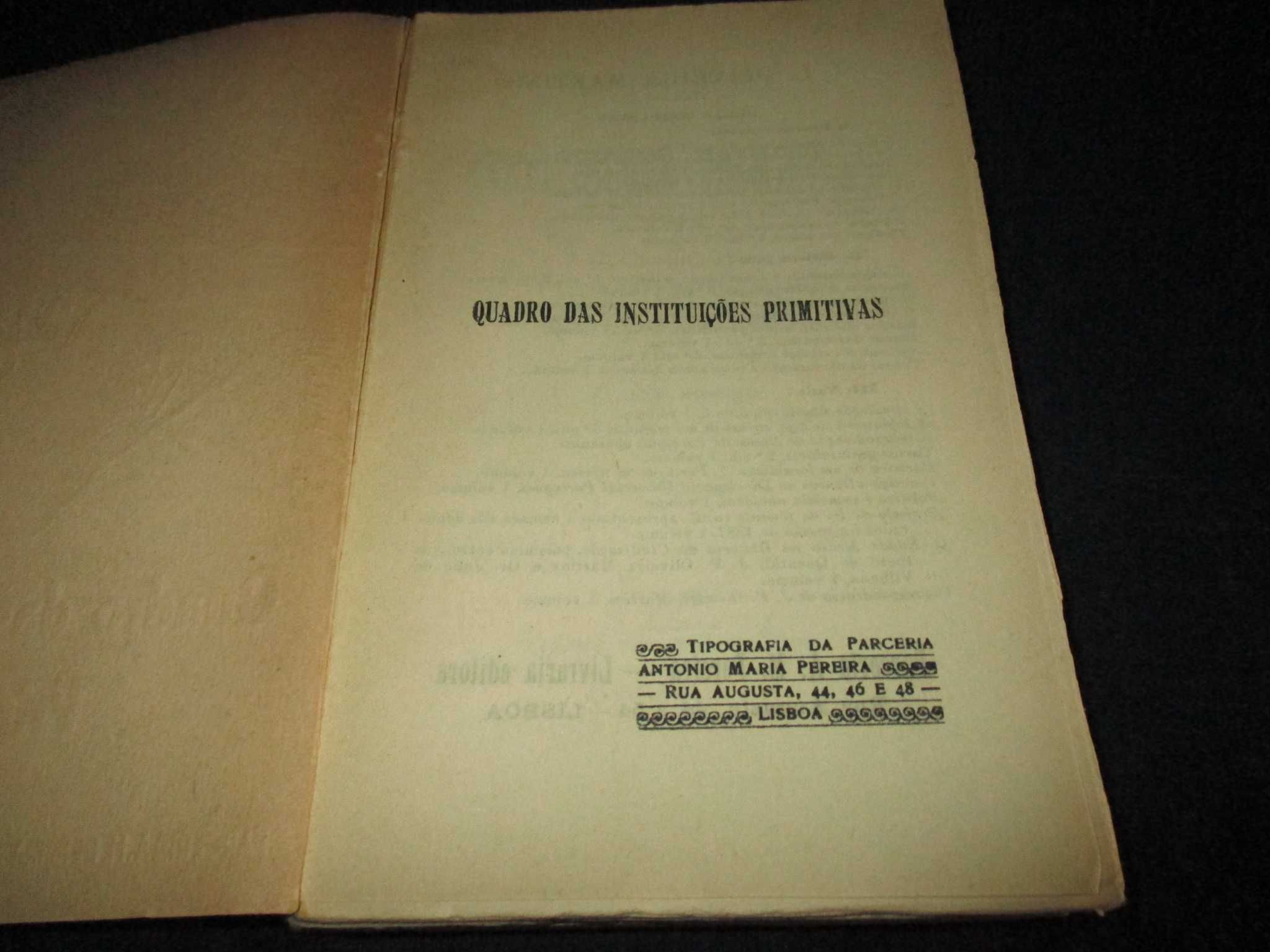 Livro Quadro das Instituições Primitivas Oliveira Martins 1929
