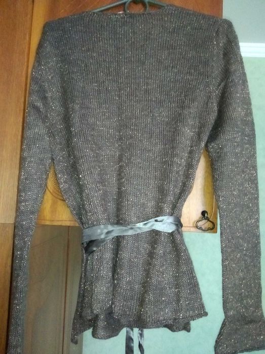 Кофта свитер кардиган пуловер мохеровая с люрексом на запах Indiska