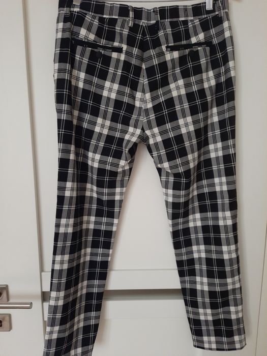 Spodnie ZARA męskie 42 w biało-czarna kratę
