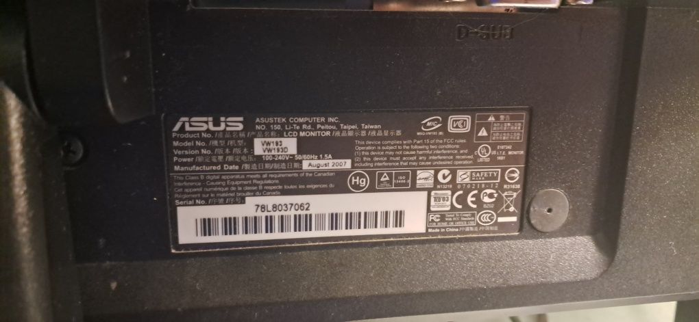 Монітор Asus 60 hz