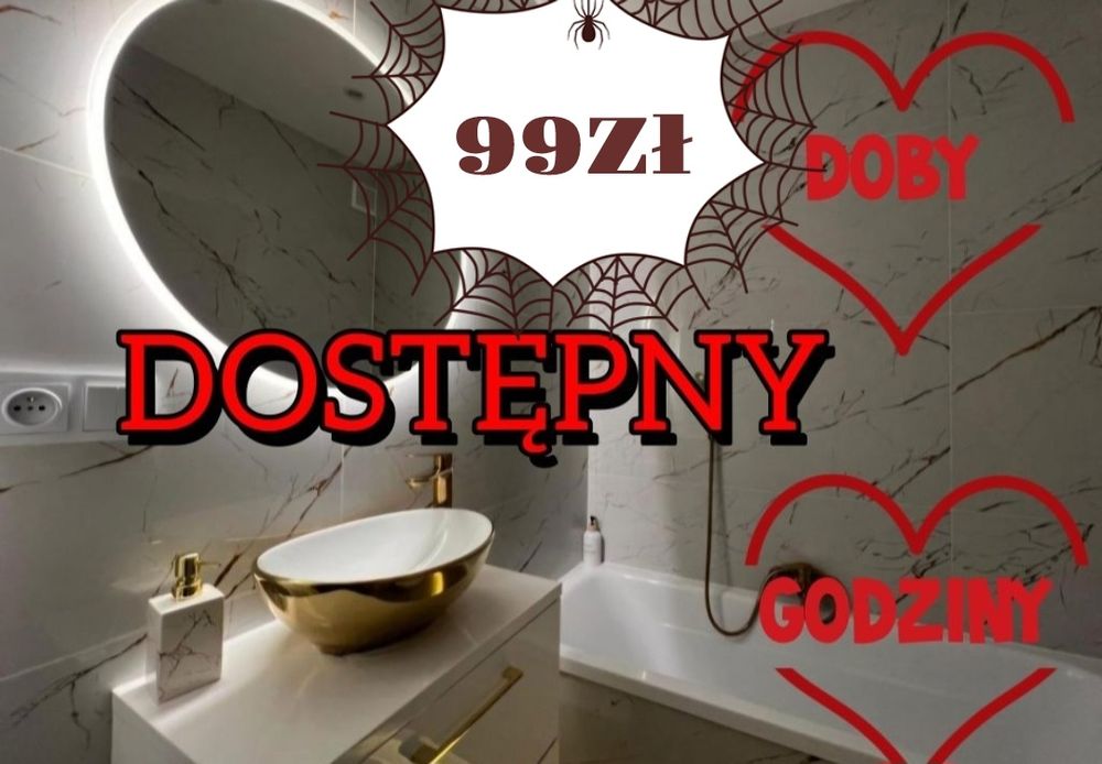 Apartamenty na GODZINY, DOBY – Nowe Luksusowe – Wanna –idealne dla par