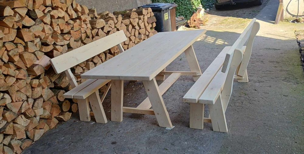 Komplet ogrodowy nowy stół+ dwie ławki solidna robota