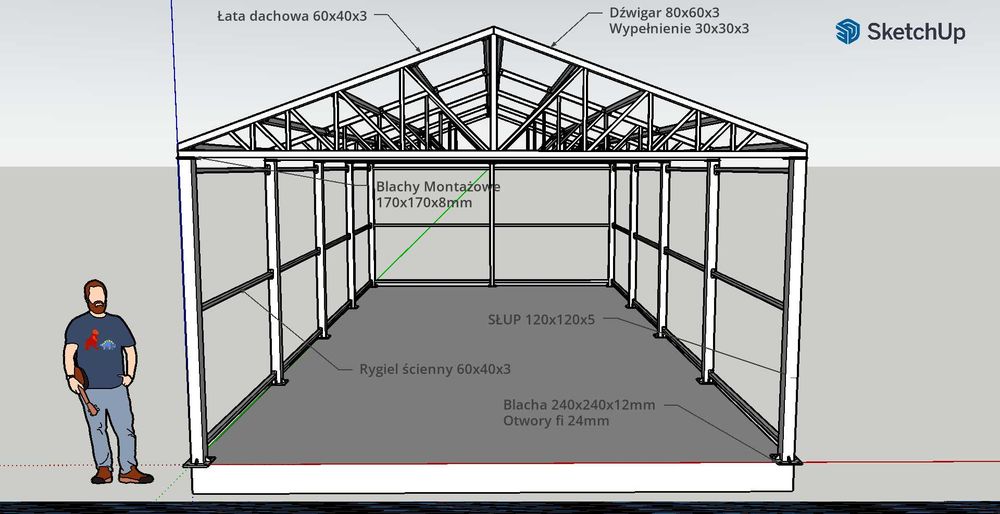 SOLID - Konstrukcja - 6x12 H3 / Budynek, Wiata, Garaż, Hala