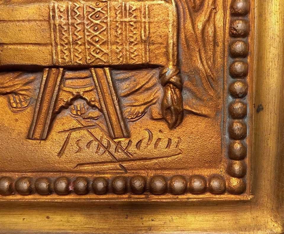 - Última Ceia placa de bronze dourado assinadaTschudin