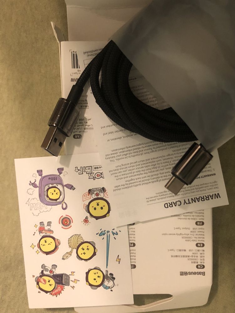 Baseus 1m QC usb-A/usb-C 100w exra wytrzymały