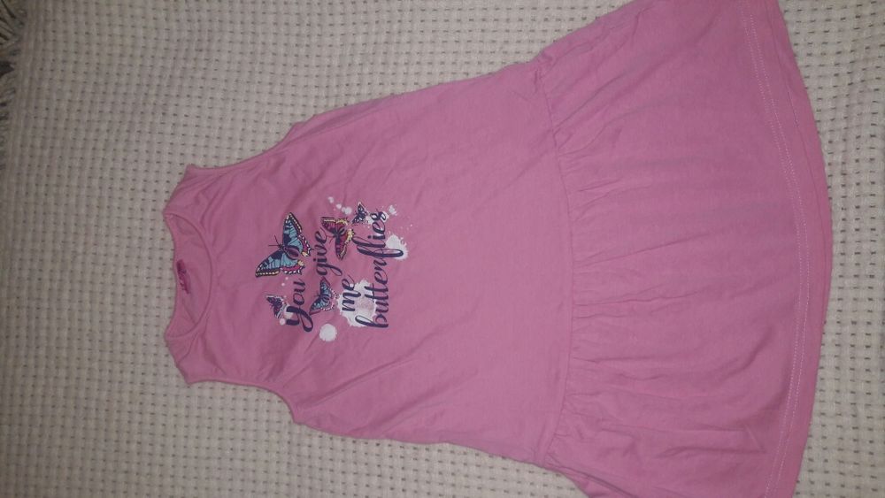 Платье сарафан Girl бабочки размер 128 100% хлопок сомтояние нового