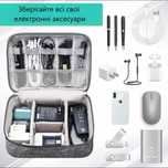 Сумка органайзер для хранения проводов, зарядок, кабелей, 2 отдела
