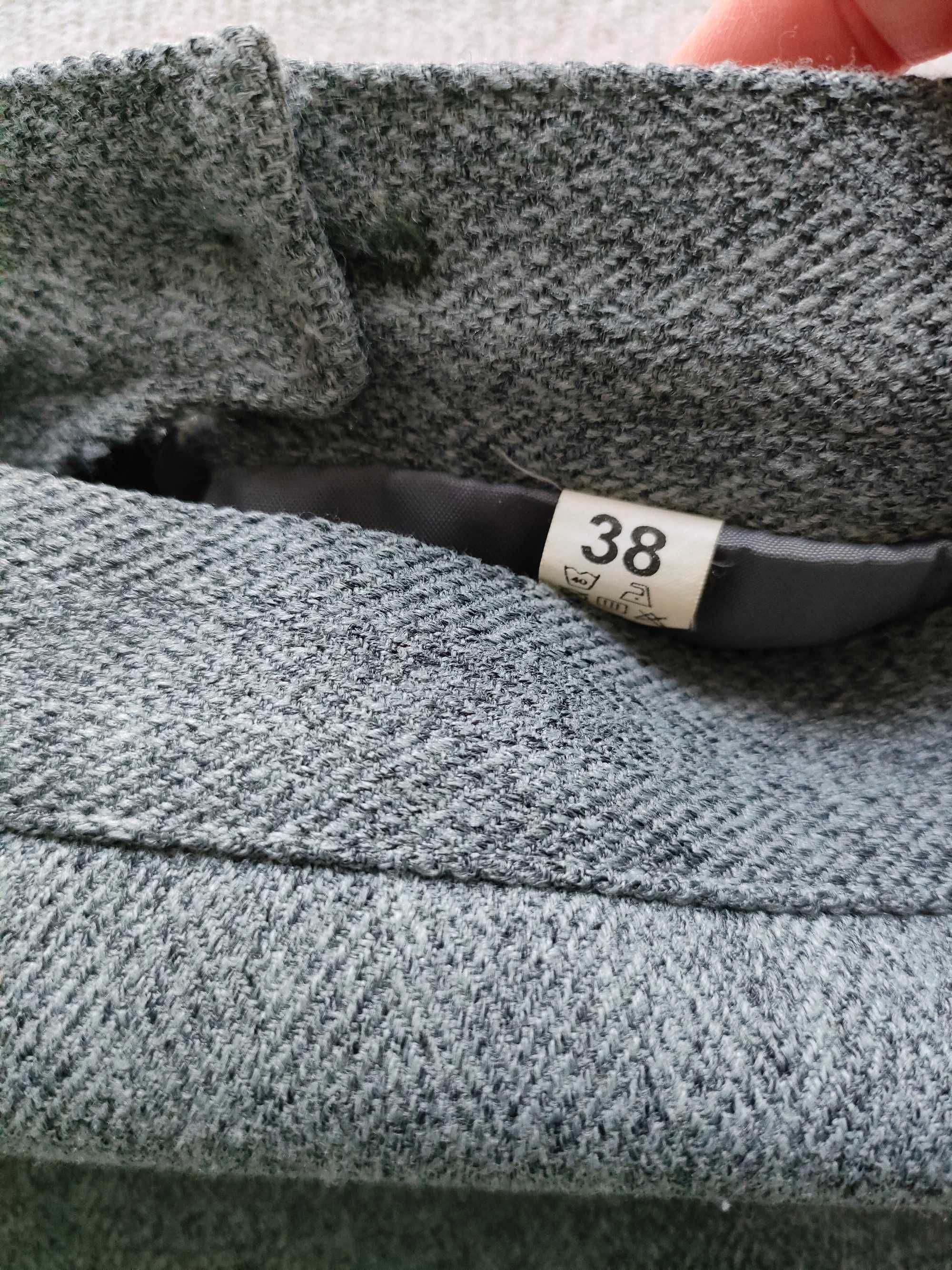 Elegancka długa szara spódnica z rozcięciem rozmiar 38