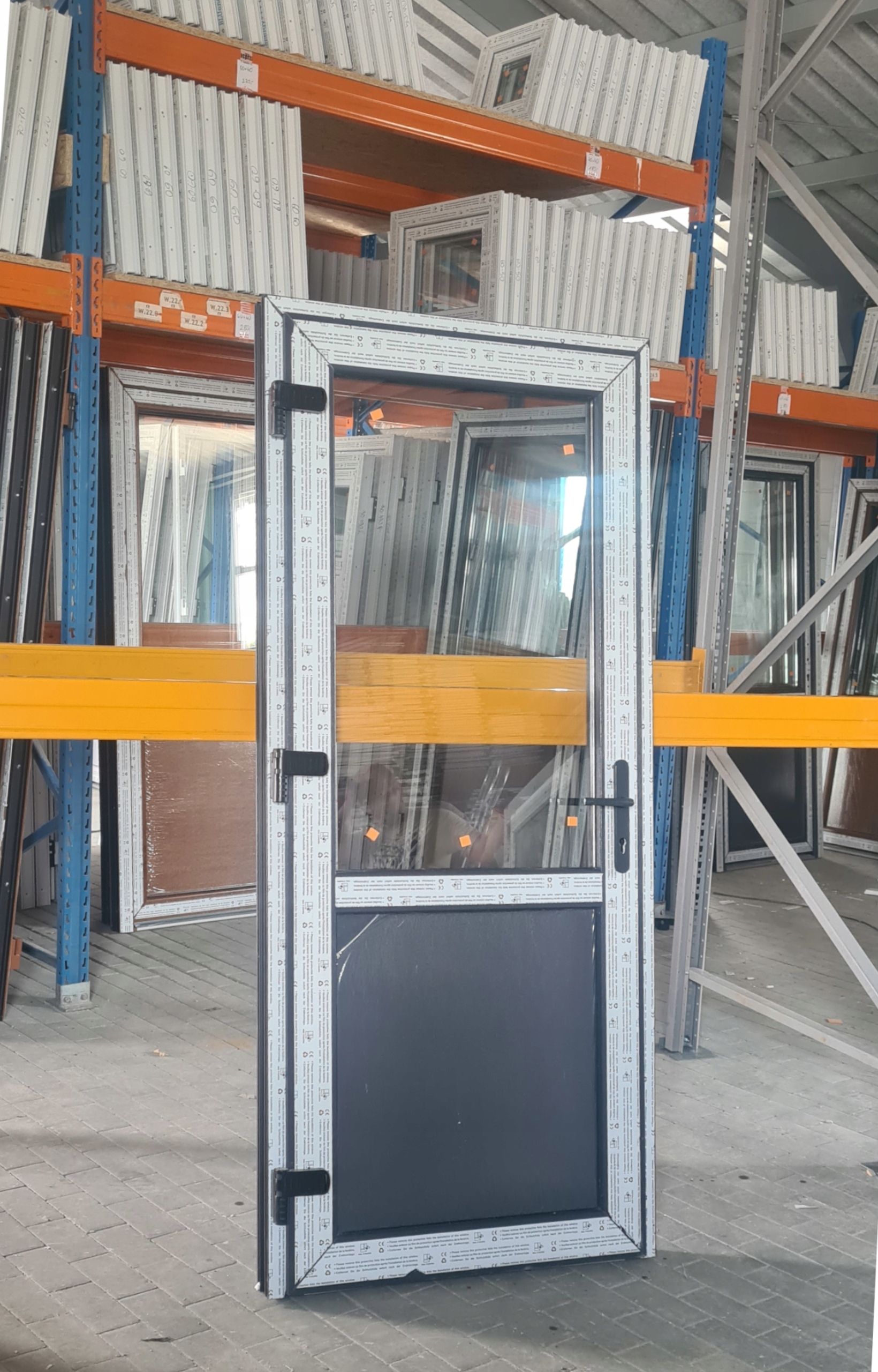 DRZWI Kacprzak 100x200 Drzwi ZEWNĘTRZNE PCV Sklepowe Antracyt