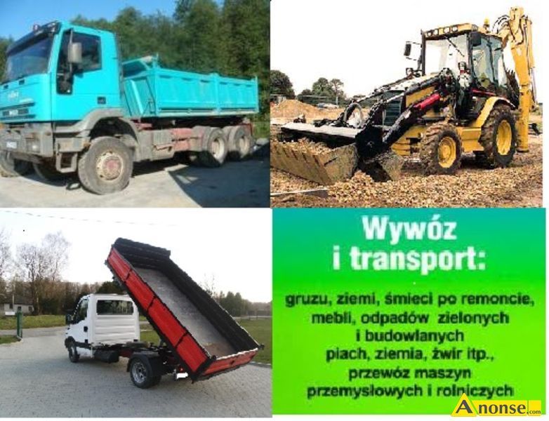 Wywóz Gruzu Transport Wywrotka Bus Rozbiórka Domu Koparko Ładowark itp