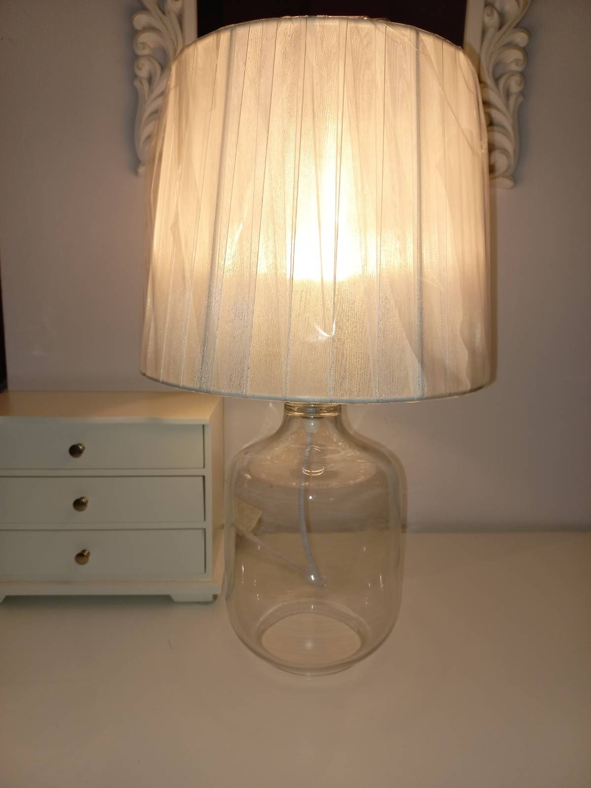 Lampa nowa glamour lampka stołowa nocna szklana przeźroczysta