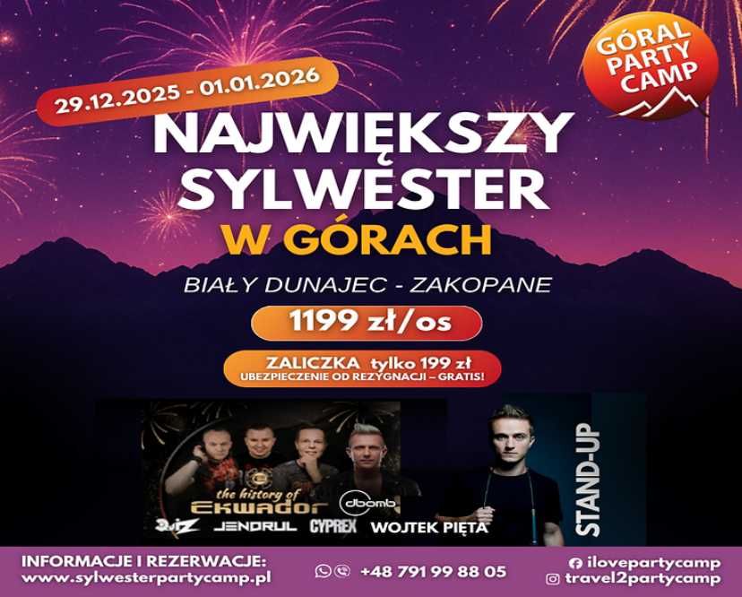 Sylwester w górach 2025/2026 Biały Dunajec k. Zakopanego - 700 os