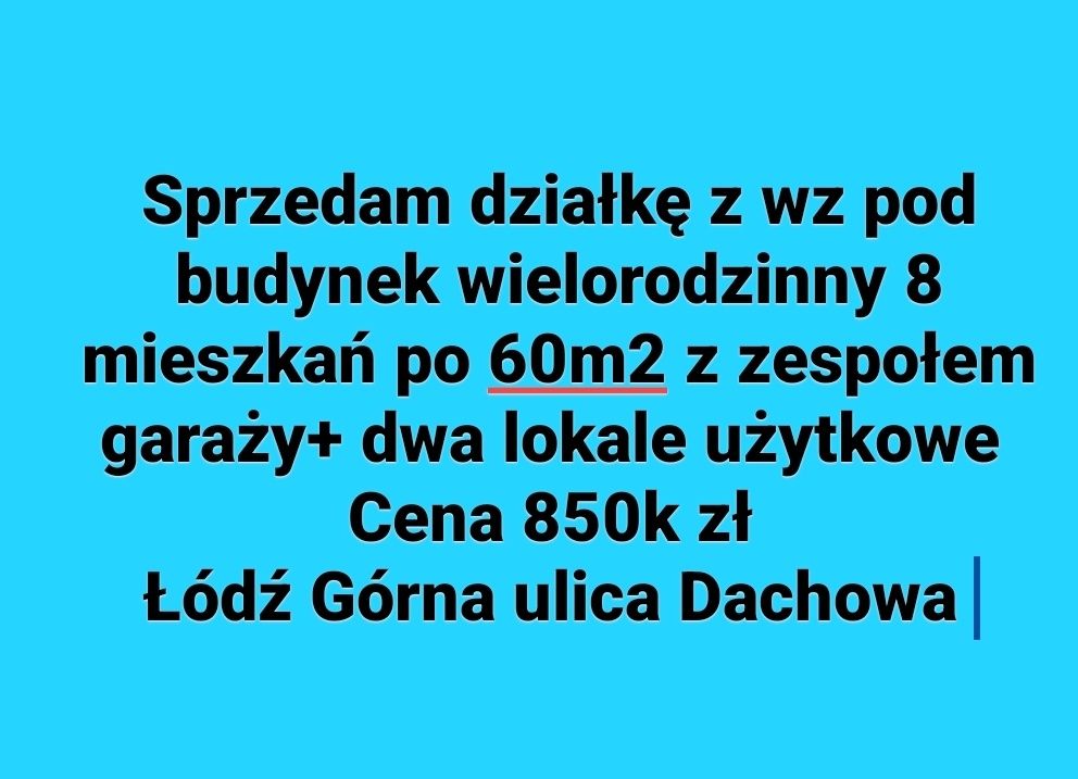 Sprzedam działkę z wz pod budynek wielorodzinny