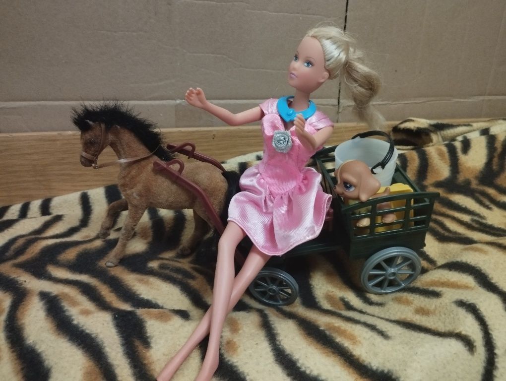 Лялька барбі! Barbie з аксесуарами та тележкою з конячкою