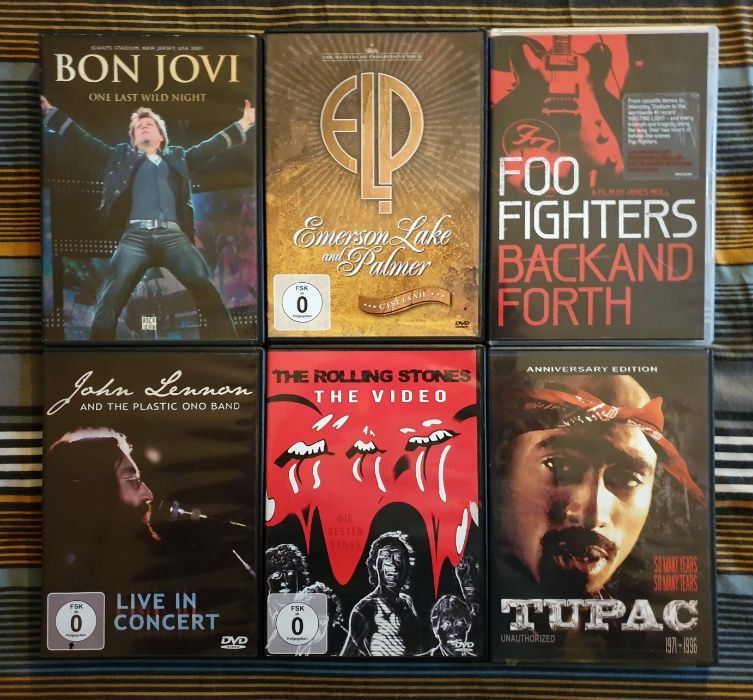 Vários DVD Música Concertos Tupac Foo Fighters Rolling Stones Lennon