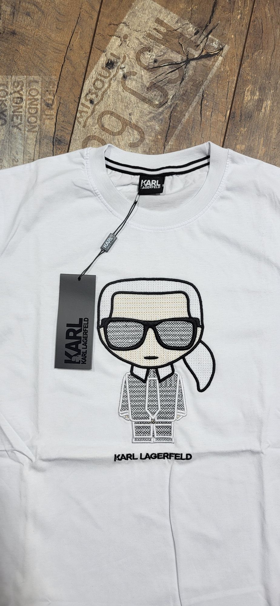 Karl ludzik biała koszulka męska t-shirt duże logo premium M