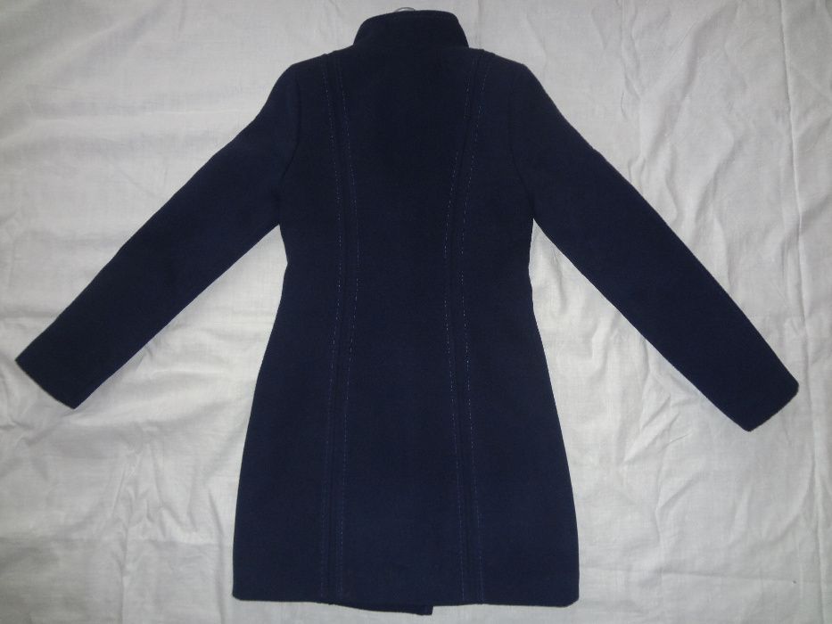 Пальто деми кашемир темно-синее, размер 42, +подарок