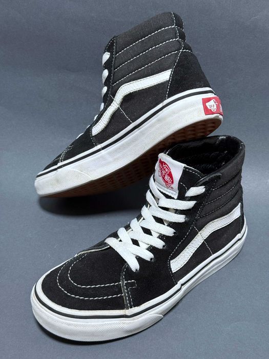 Кеди Vans 32 розмір високі чорні шкіряні школярам до школи
