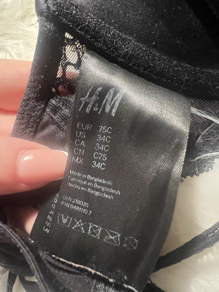 H&M mega push up podwójny push up stanik biustonosz z koronką