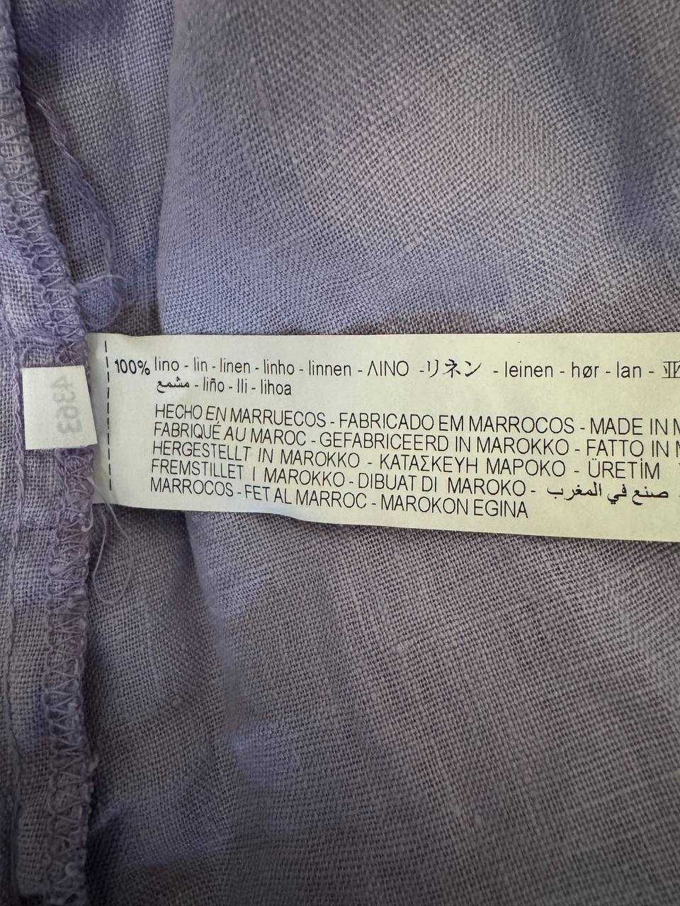 Льняна сорочка Zara лілова фіолетова льон літня з карманами Зара