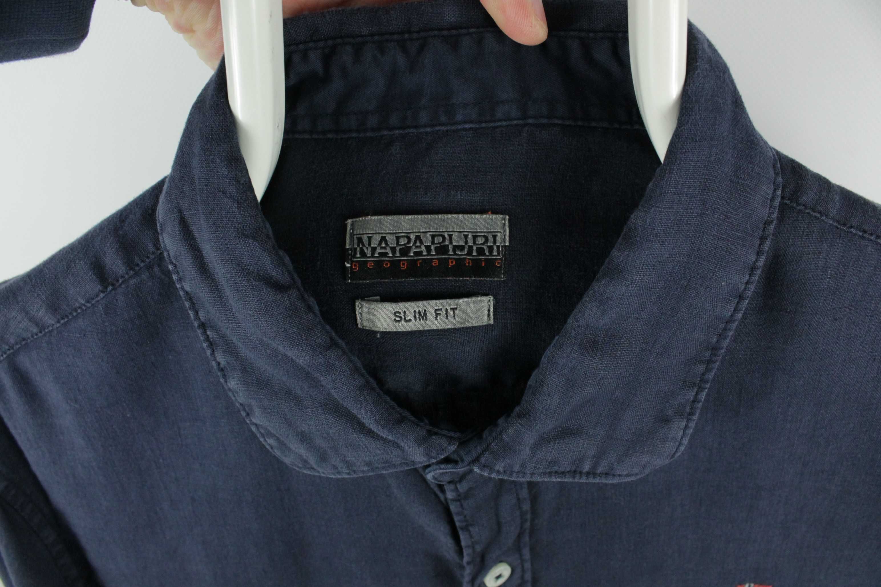 Брендова Лляна сорочка рубашка Napapijri Slim Fit Італія Оригінал Л-ХЛ