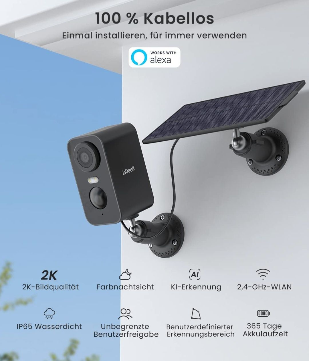 ieGeek Zewnętrzna solarna kamera monitoringowa 2K